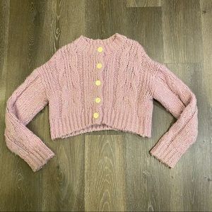 Urban Outfitters Cameron Cropped Cable Knot Cardigan in Lavender